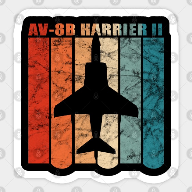 AV-8B Harrier II Jet Airplane Retro Vintage Design Sticker by DesignedForFlight